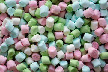 Fruity Colored Rainbow Marshmallows, top view.