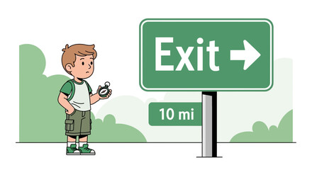 Lost Young Explorer With Compass Searching For The Exit On Roadtrip Adventure