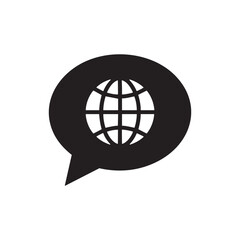 Fototapeta premium Global Communication Icon with Globe Inside Speech Bubble