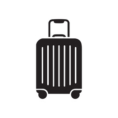 Travel Suitcase Icon with Wheels Isolated on White Background

