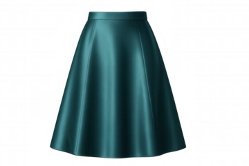 Flowing teal midi skirt isolated on transparent background, perfect for fashion design or e-commerce projects