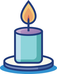 Serene Teal Candle with Warm Flame, Illustrated Icon, Peaceful Mood, Relaxation Theme.