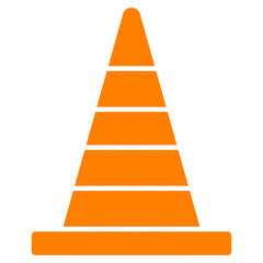 orange silhouette traffic cone icon