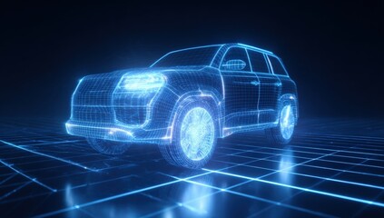 Futuristic wireframe SUV