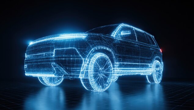 Futuristic wireframe SUV (1)