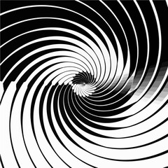 Dynamic black and white spiral vortex creates hypnotic optical illusion, perfect for modern design