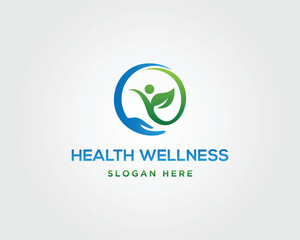 Holistic health and wellness circle logo design vector template