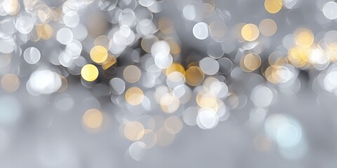 Abstract bokeh of soft gray and gold lights