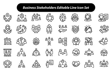 Business Stakeholders Editable Line Icon Set