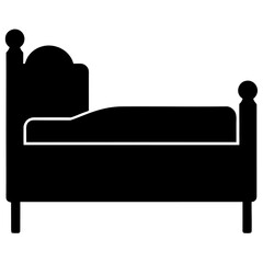 Simple black silhouette of a single bed