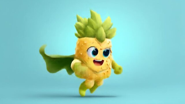Pineapple superhero cartoon illustration