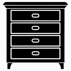 Solid black silhouette of a chest of drawers furniture icon