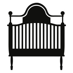 Simple black silhouette of a baby crib