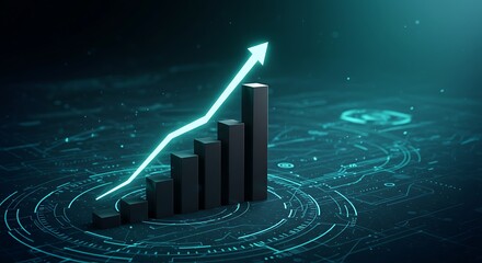 Futuristic financial growth chart representing upward trend and technological advancement