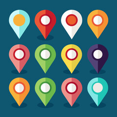 set of colorful map pointers