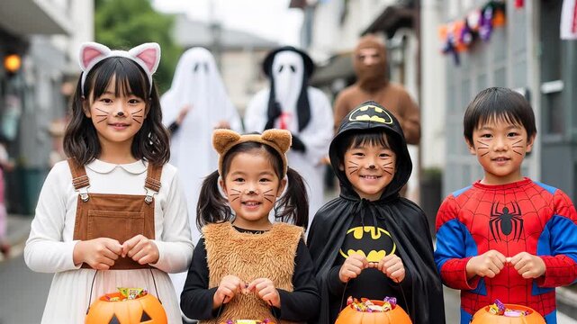 
ハロウィンで遊ぶちびっ子たち