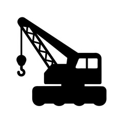 Simple Silhouette Illustration of Construction Crane for Industry and Building Projects