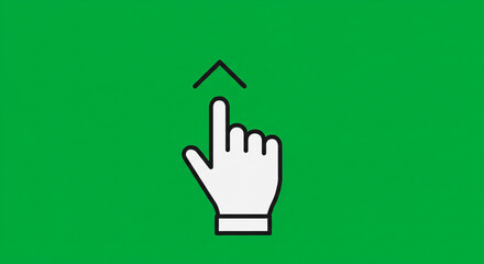 Gesture icon with finger pointing up and arrow indicating swipe up action on green background