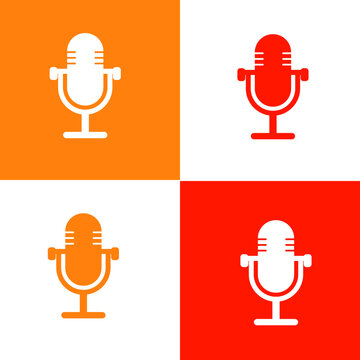 Set of Microphone Icons on Colorful Backgrounds