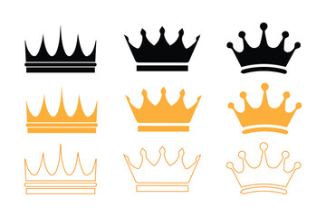 Big collection quality black crowns. Crown icon set illustration. Collection of crown silhouette. Crown vector collection, royal luxury symbols. Crown ...