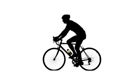Black silhouette cycling drawing shows cyclist. Use for sport posters, health branding.