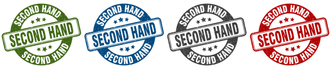 second hand stamp. second hand round stamp set isolated on white background