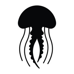 Silhouette of a jellyfish, showcasing its unique shape and tentacles, a captivating marine creature in its natural habitat