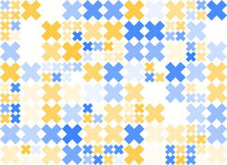 Seamless abstract geometric pattern with colorful crosses in yellow and blue