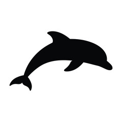 Silhouette of a dolphin, a graceful marine mammal jumping out of the water, a symbol of intelligence and playfulness
