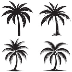 A black  drawing of coconut tree art on a white background