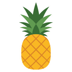 Illustration of a single pineapple, a tropical fruit, perfect for summer desserts and healthy snacks, rich in vitamins