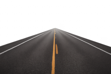 Empty highway disappearing into the horizon on transparent background