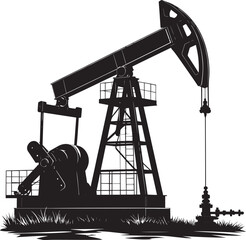 Black Vector Oil Pump Silhouette | Petroleum Industry Illustration