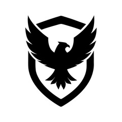 Silhouette eagle emblem on shield badge patriotic symbol vector illustration isolated on white background