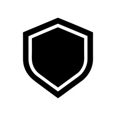 Silhouette hexagon shaped shield badge security emblem icon vector design isolated on white background