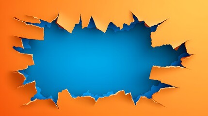 Abstract Torn Paper Orange Blue Background Design
