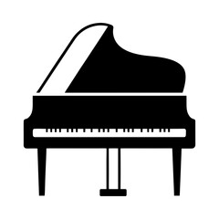 Silhouette piano minimal musical instrument keyboard icon vector illustration isolated on white background