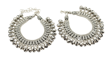 Jingling Grace A Pair of Traditional Indian Silver Payal Anklets with Ghungroo Bells for Bridal and Festive Wear