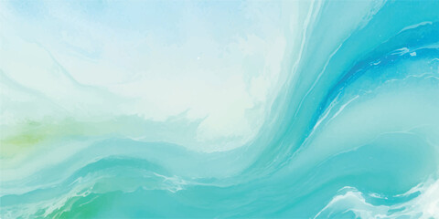 Calming watercolor wave abstract with pastel hues of blue and green perfect for spa templates and yoga art
