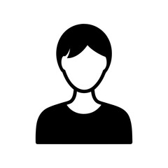 Silhouette user avatar head and shoulders minimal profile icon vector illustration on white background