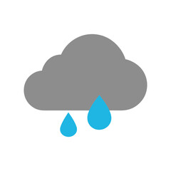 Silhouette simple cloud and raindrop weather icon climate symbol vector design isolated on white background