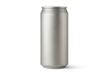 Blank metallic aluminum beverage can with transparent background