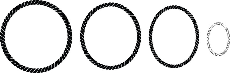 Set of Different Thickness Oval Rope Frames - Nautical Circular Shapes

