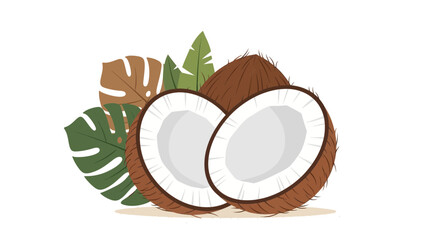 Refreshing Coconuts Pairings With Tropical Leaves And Healthy Summer Vibes Design