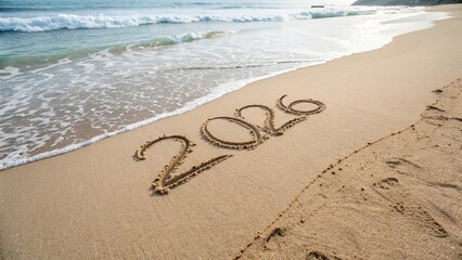 2026 Number Written in Sand on Beach - 8