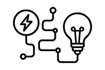 Electrical Circuit Outline with Light Bulb