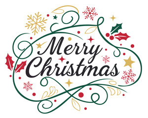 Naklejka premium merry-christmas-typography-vector-with-decorative- (1).eps
