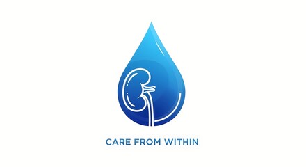 Kidney health concept design featuring water drop and kidney icon for medical awareness campaign