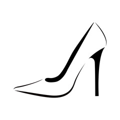 High-heeled shoes. A silhouette, a line, and a spot.