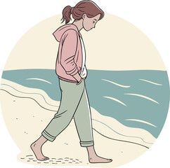 Woman Walking on the Beach